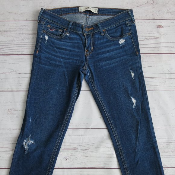 Hollister Distressed Skinny Straight Leg Low Rise Denim Jeans - Size 5R - Picture 3 of 6